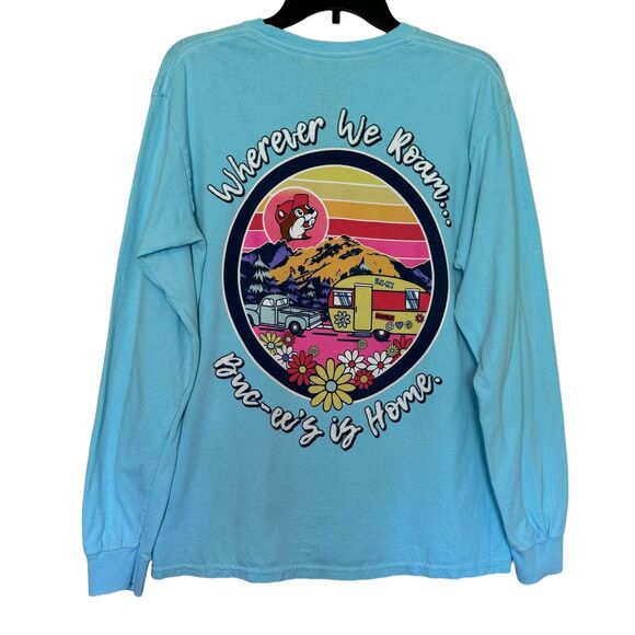 BUCEE'S woman's size medium M Wherever we Roam... camp roadtrip long sleeve top - Picture 1 of 9